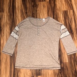 Brown 3/4th Sleeve Lace Top